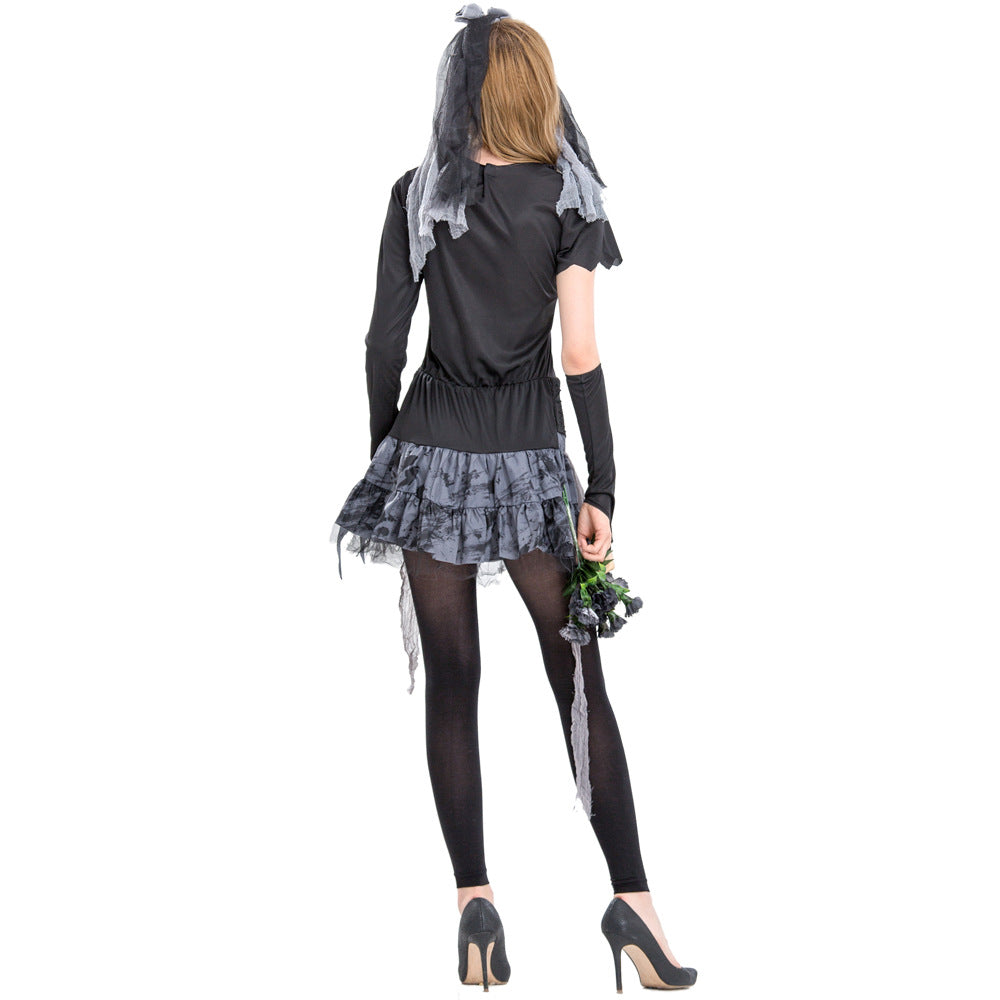 Ghost Black Bride Skeleton Cosplay Costume Dress Halloween Costume