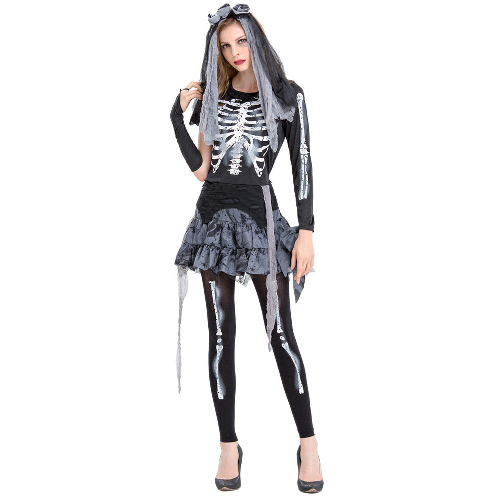 Ghost Black Bride Skeleton Cosplay Costume Dress Halloween Costume