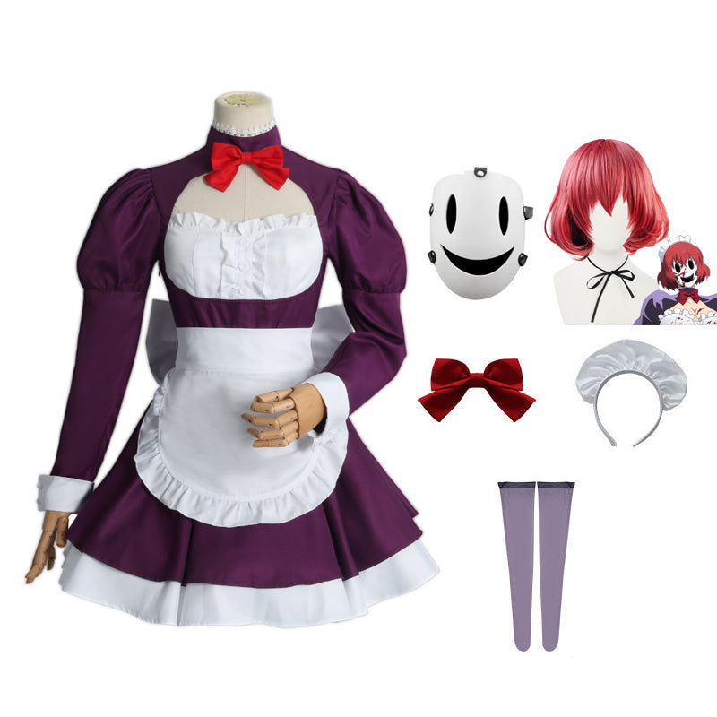 High-Rise Invasion Maid Mask Cosplay Maid Dress Costume With Mask Outfit For Halloween Carnival