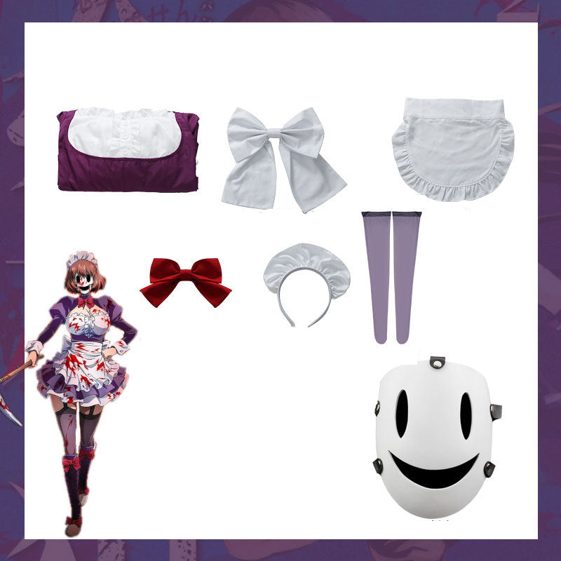 High-Rise Invasion Maid Mask Cosplay Maid Dress Costume With Mask Outfit For Halloween Carnival