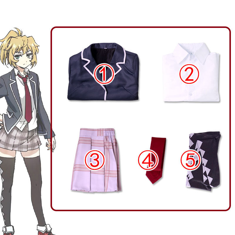 High-Rise Invasion Mayuko Nise Full Set Costume With Wigs and Shoes Cosplay Outfit Set For Halloween Carnival