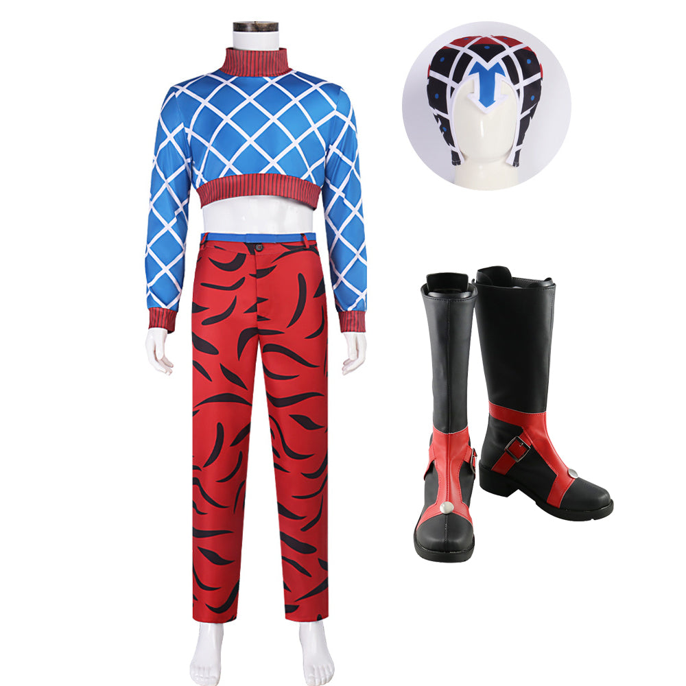 JOJO Guido Mista Costume+Boots Whole Set Halloween Costume Outfit