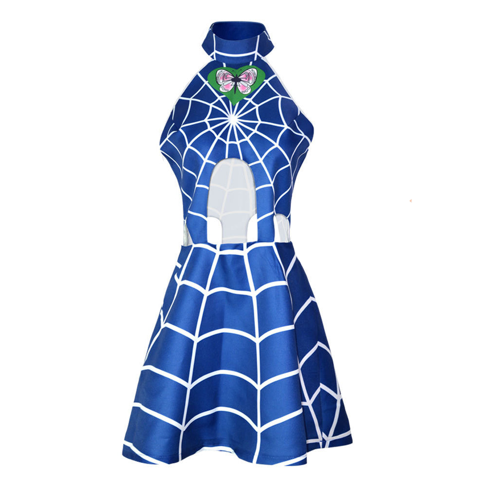 JOJO Jolyne Cujoh Blue Dress Costume+Wigs Halloween Cosplay Outfit