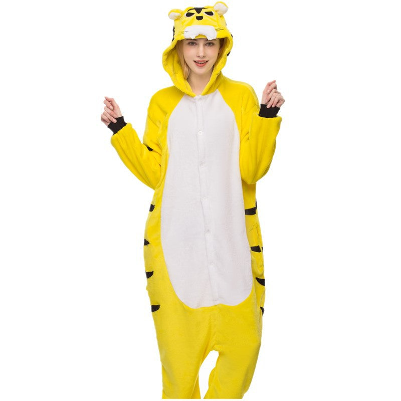 Kigurumi Animal Onesies Yellow Tiger Hoodie Pajamas