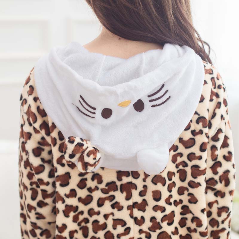 Kigurumi Animal Onesies Leopard Cat Hoodie Pajamas
