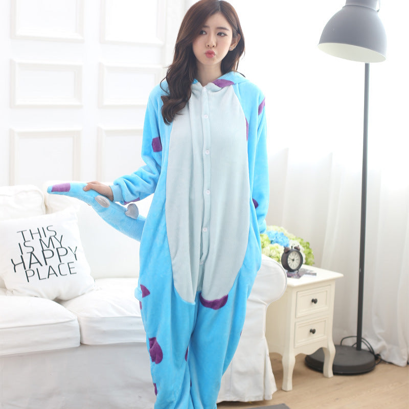 Kigurumi Animal Onesies Sullivan Blue Cow Hoodie Pajamas