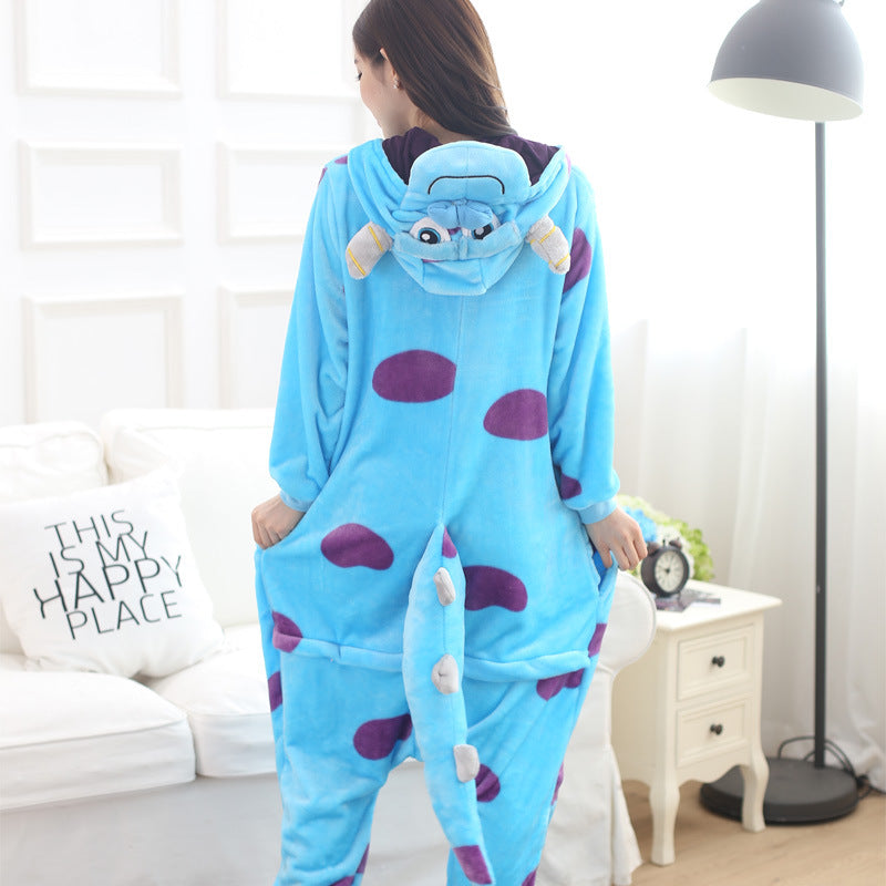 Kigurumi Animal Onesies Sullivan Blue Cow Hoodie Pajamas