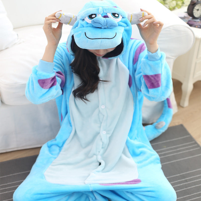 Kigurumi Animal Onesies Sullivan Blue Cow Hoodie Pajamas