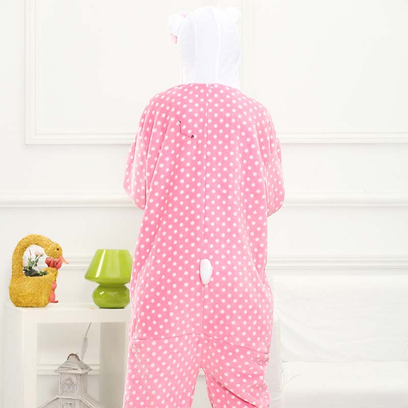 Kigurumi Animal Onesies Polka Dot Cat Hoodie Pajamas