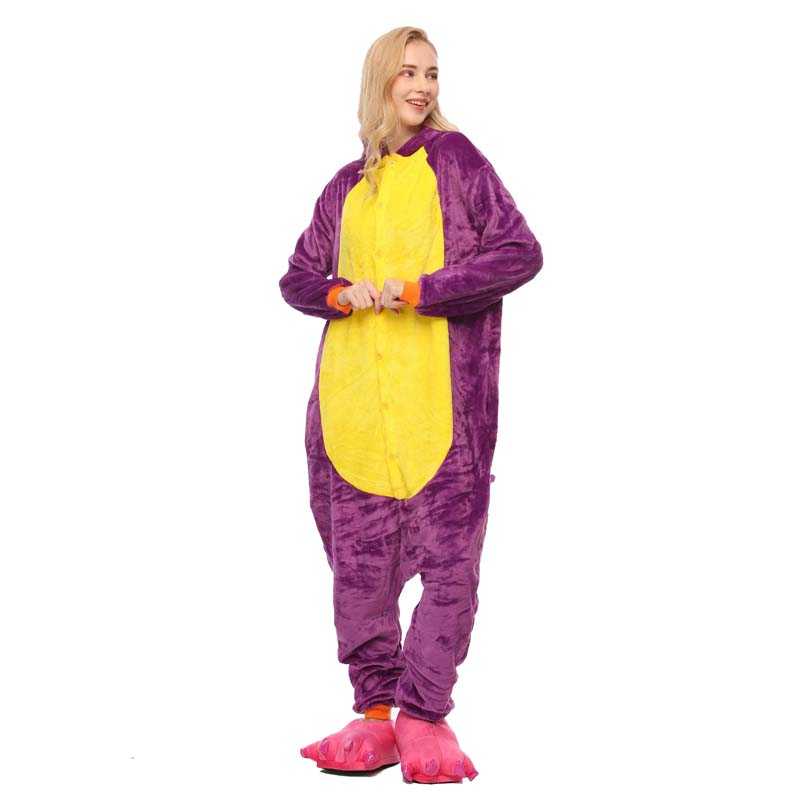 Kigurumi Animal Onesies Purple Dragon Hoodie Pajamas
