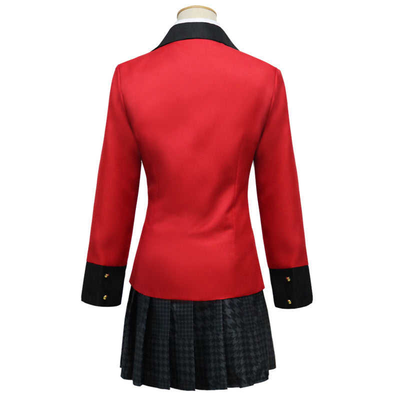 Kakegurui Kirari Momobami Full Set Cosplay Uniform Costume With Wigs and Shoes Halloween Costume Outfit Set