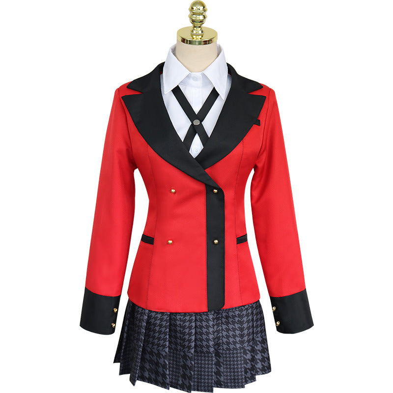 Kakegurui Kirari Momobami Full Set Cosplay Uniform Costume With Wigs and Shoes Halloween Costume Outfit Set
