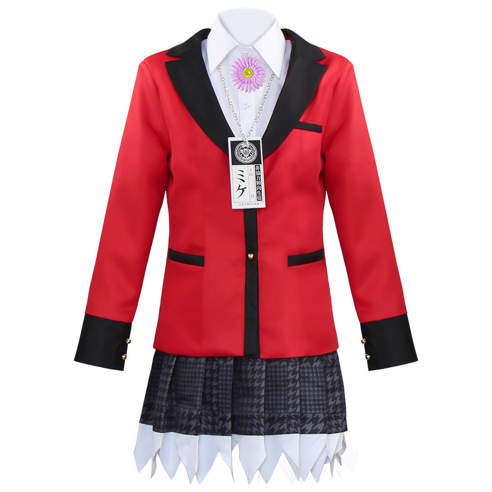 Kakegurui Yumemi Yumemite Halloween Full Set Costume Uniform+Wigs+Shoes Carnival Party Costume