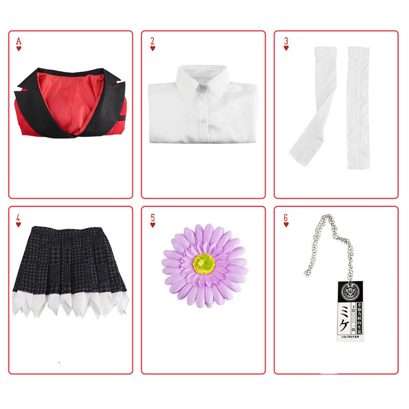 Kakegurui Yumemi Yumemite Halloween Full Set Costume Uniform+Wigs+Shoes Carnival Party Costume