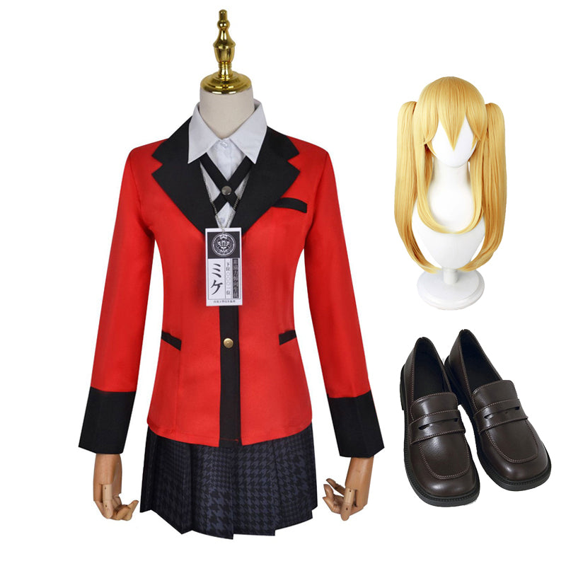 Kakegurui Mary Saotome Uniform Costume+Wigs+Shoes Whole Set Halloween Carnival Cosplay Outfit