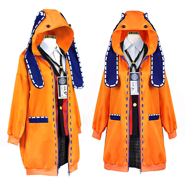 Kakegurui Runa Yomozuki Full Set Cosplay Costume Uniform With Hoooded Cloak Halloween Costume Outfit Set