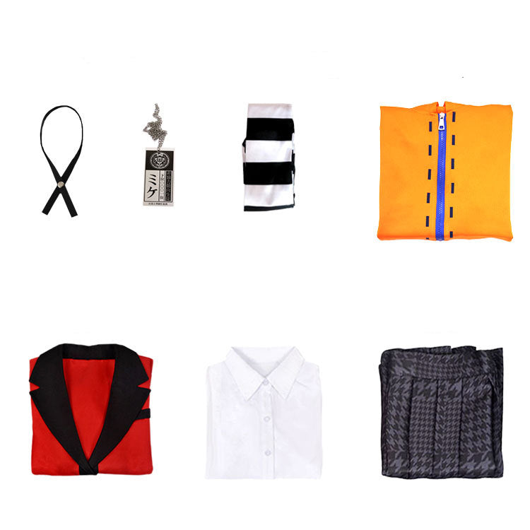 Kakegurui Runa Yomozuki Full Set Cosplay Costume Uniform With Hoooded Cloak Halloween Costume Outfit Set