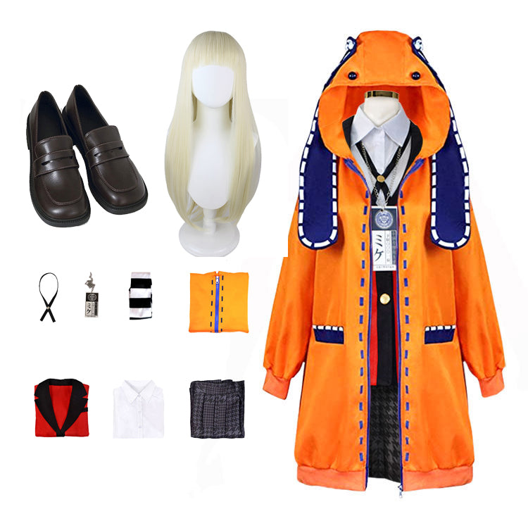 Kakegurui Runa Yomozuki Full Set Costume+Wigs+Shoes Girls Women Halloween Cosplay Outfit Set