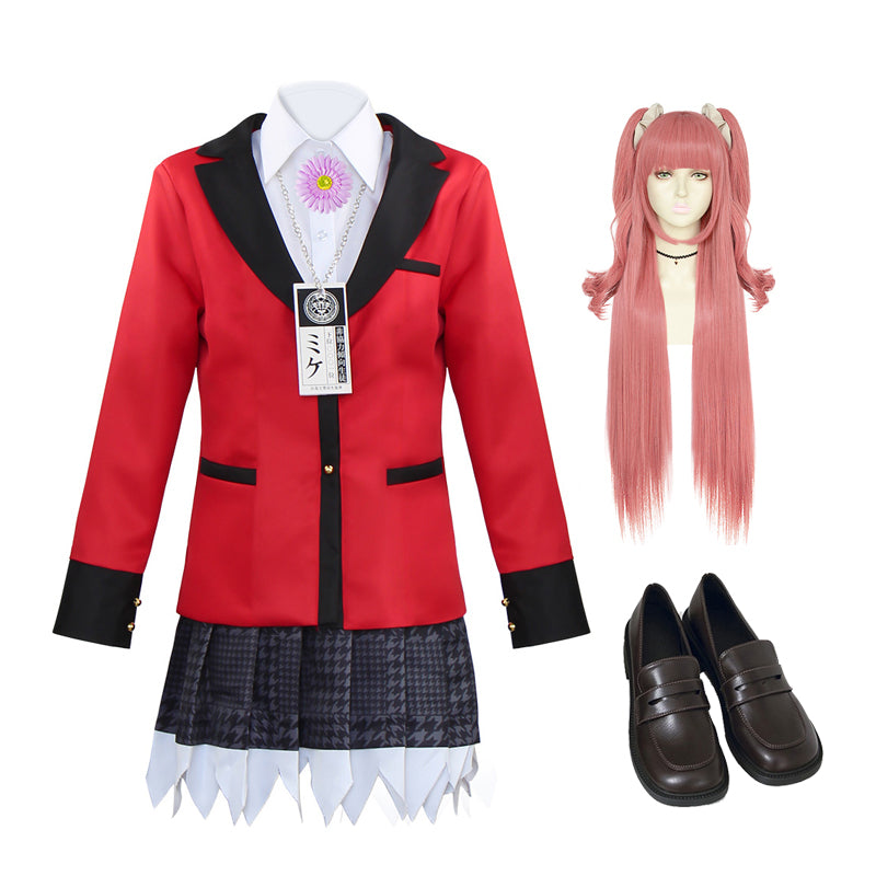 Kakegurui Yumemi Yumemite Halloween Full Set Costume Uniform+Wigs+Shoes Carnival Party Costume