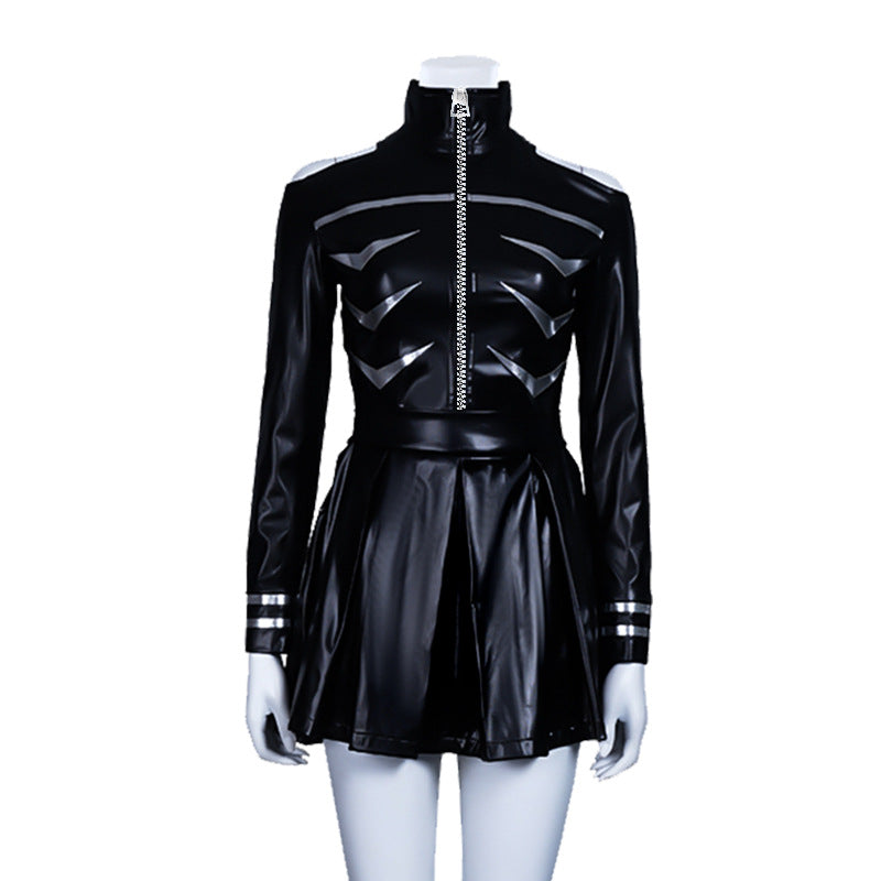 Ken Kaneki Female Version Costume Dress Halloween Cosplay PU Dress Outfit