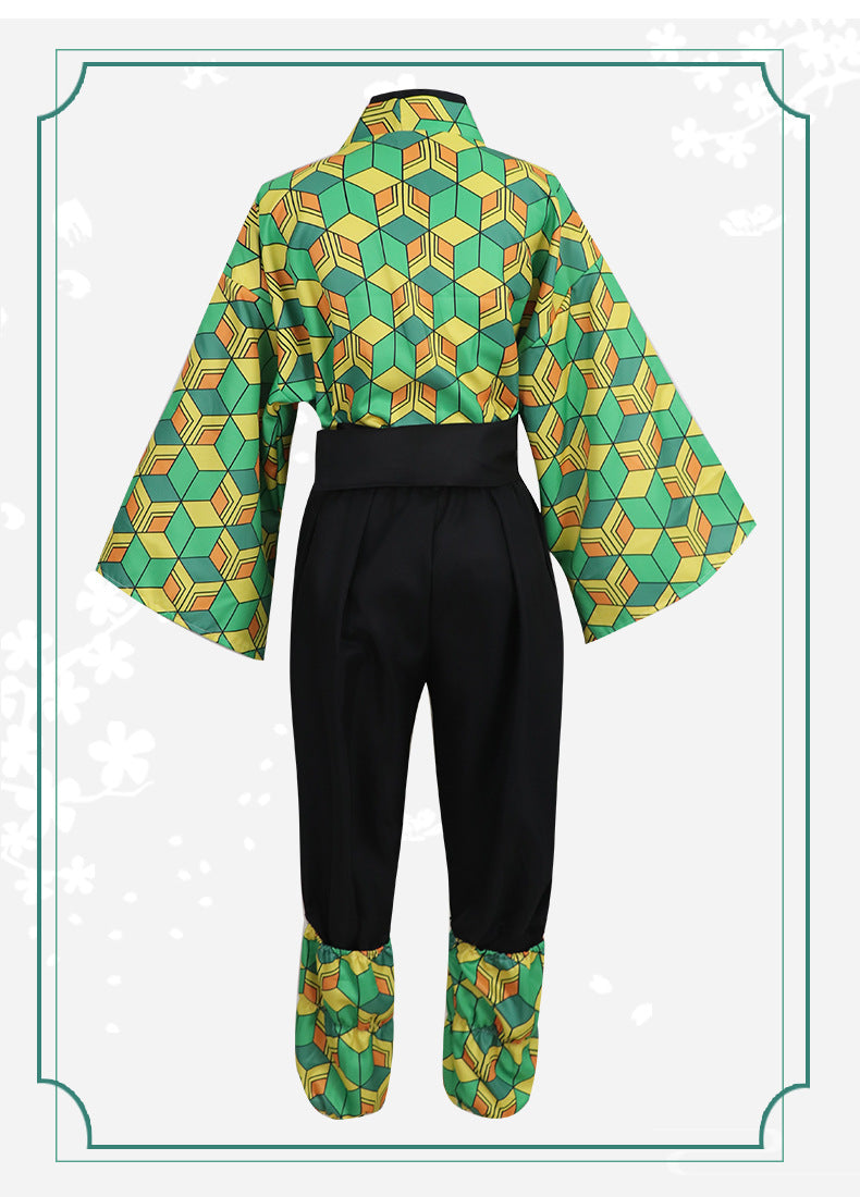 [Kids/Adults]Anime Sabito Cosplay Costume+Wigs+Shoes+Props+Socks Whole Set Halloween Costume