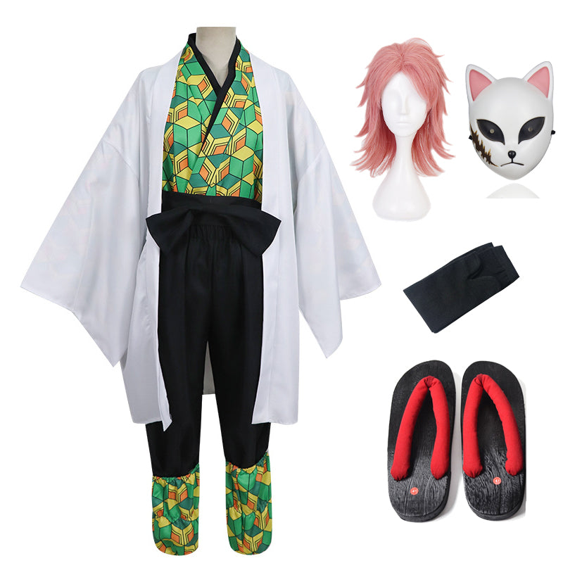[Kids/Adults]Anime Sabito Cosplay Costume+Wigs+Shoes+Props+Socks Whole Set Halloween Costume