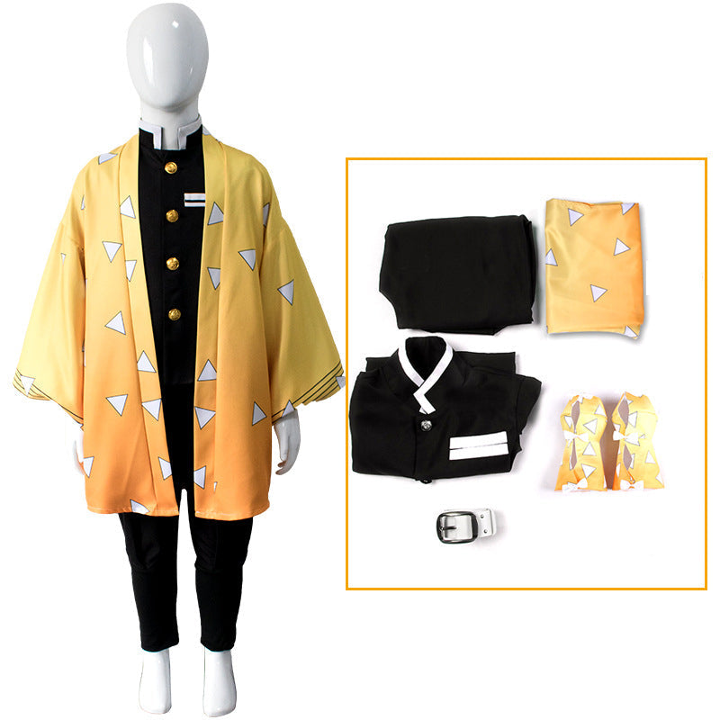 Anime  Zenitsu Agatsuma Kids Costume Girls Boys Halloween Costume Outfit Set