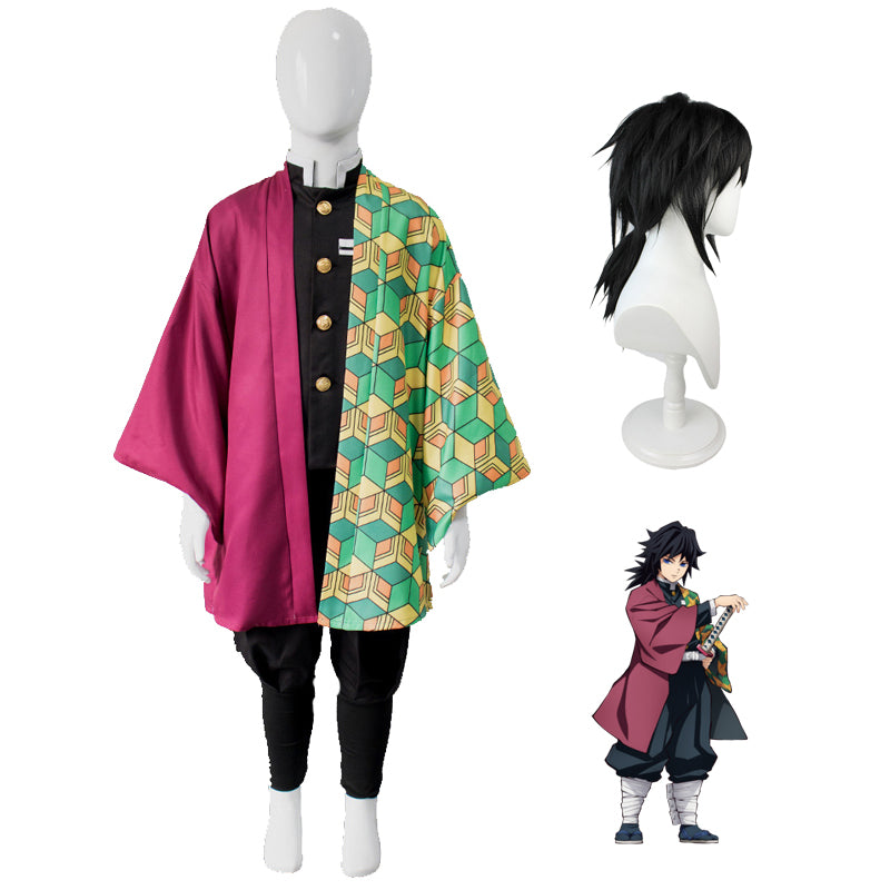 Kids Version Anime Giyu Tomioka Costume Child Boys Girls Cosplay Costume Set