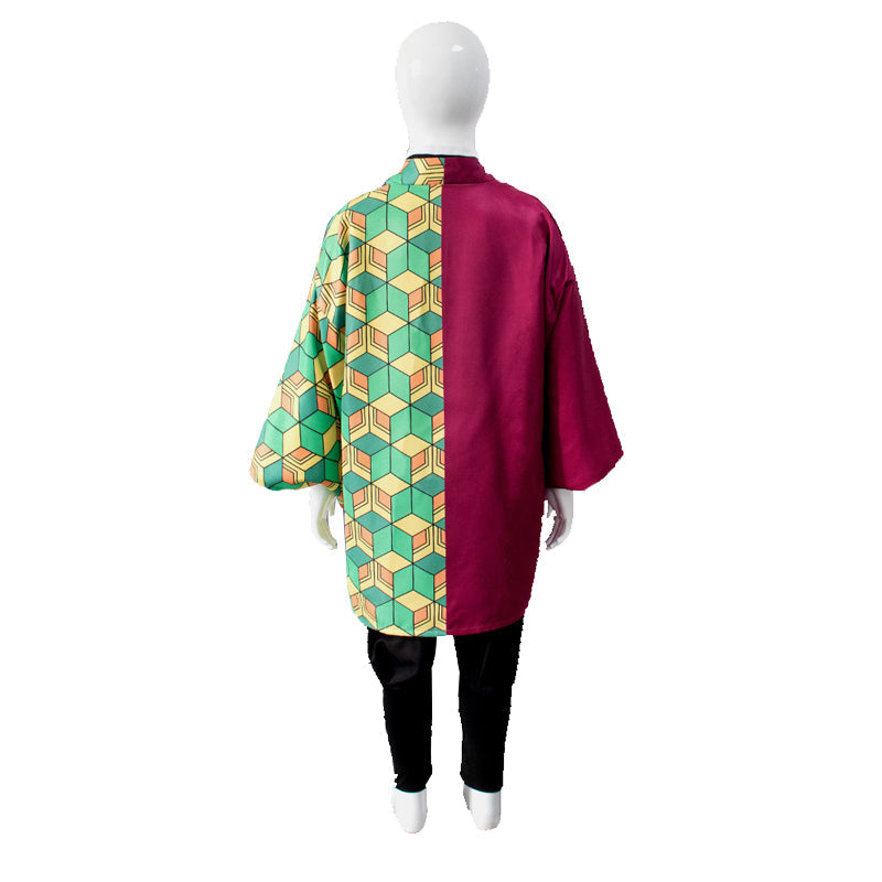 Kids Version Anime Giyu Tomioka Full Set Costume+Wigs+Shoes Halloween Costume Set For Boys Girls