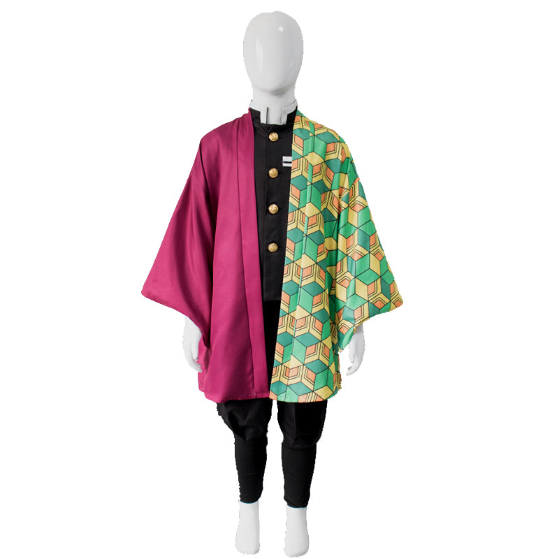 Kids Version Anime Giyu Tomioka Full Set Costume+Wigs+Shoes Halloween Costume Set For Boys Girls