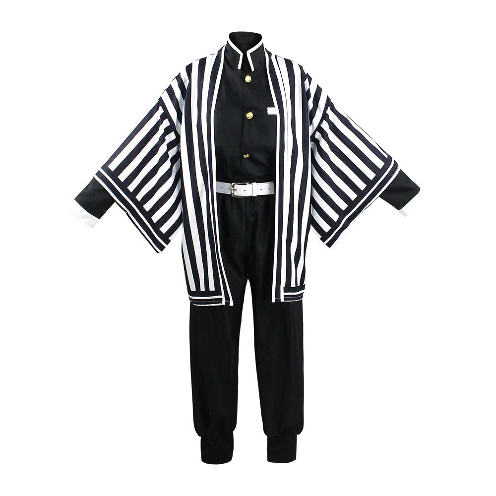 Kids Version Anime Obanai Iguro Full Set Cosplay Costume With Wigs and Shoes Halloween Cosplay