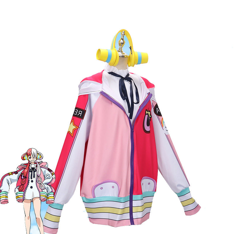 Kids Version Anime One Piece Diva Uta Cosplay Girls Costume Full Set With Headphones