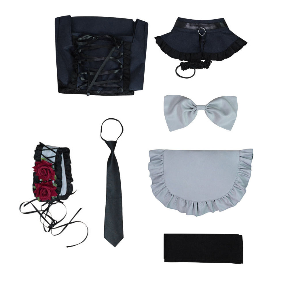 Kitagawa Marin Shizuku Kuroe Costume Black Maid Gown Costume and Wigs Set Halloween Cosplay Outfit
