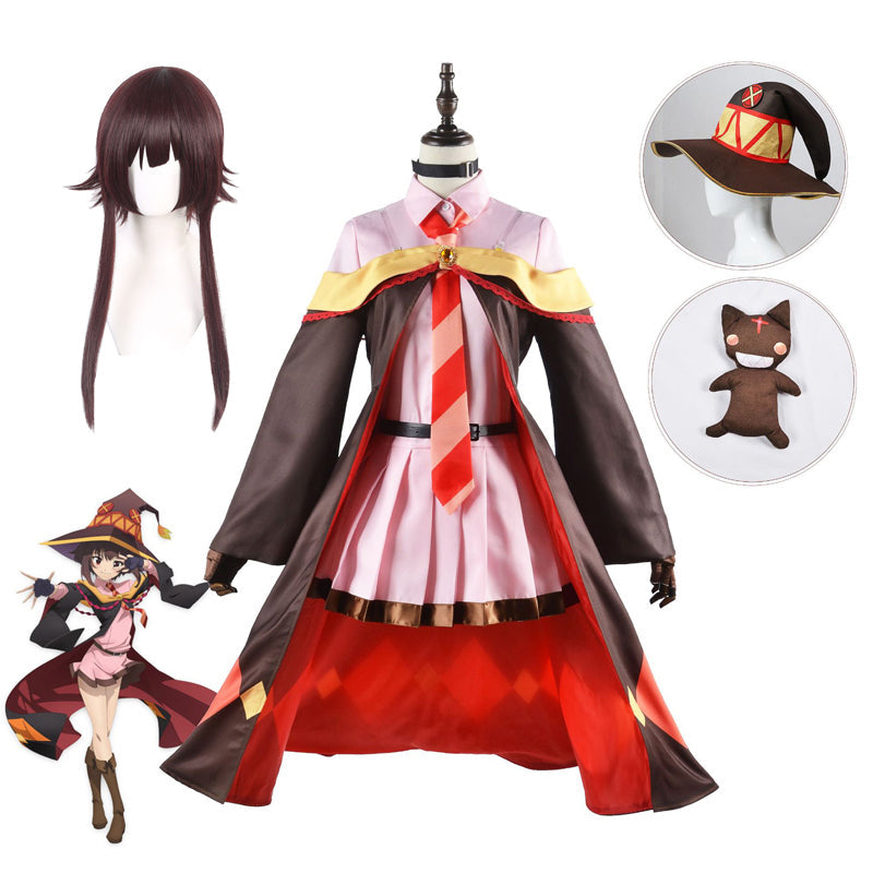 KonoSuba An Explosion on This Wonderful World! Megumin Costume Uniform With Wigs Full Set Halloween Carnival Costume
