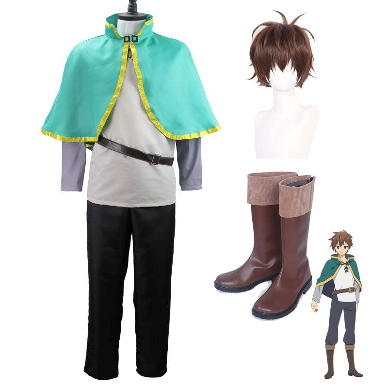 KonoSuba: God's Blessing on this Wonderful World! Satou Kazuma Whole Set Costume Uniform With Wigs and Cosplay Boots Costume Outfit Set