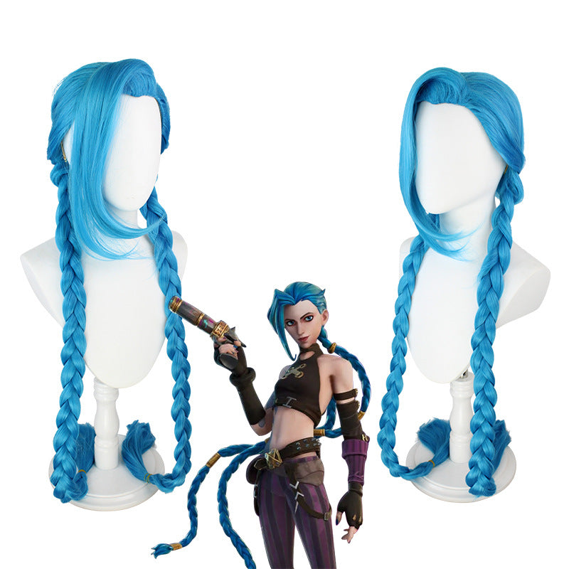 League of Legends Arcane Jinx Cosplay Wigs Long Blue Wigs Halloween Cosplay Props