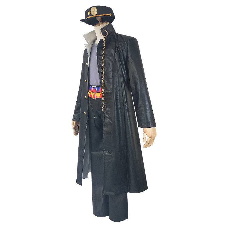 JOJO Jotaro Kujo Cosplay Costume Black Uniform With Cloak and Hat
