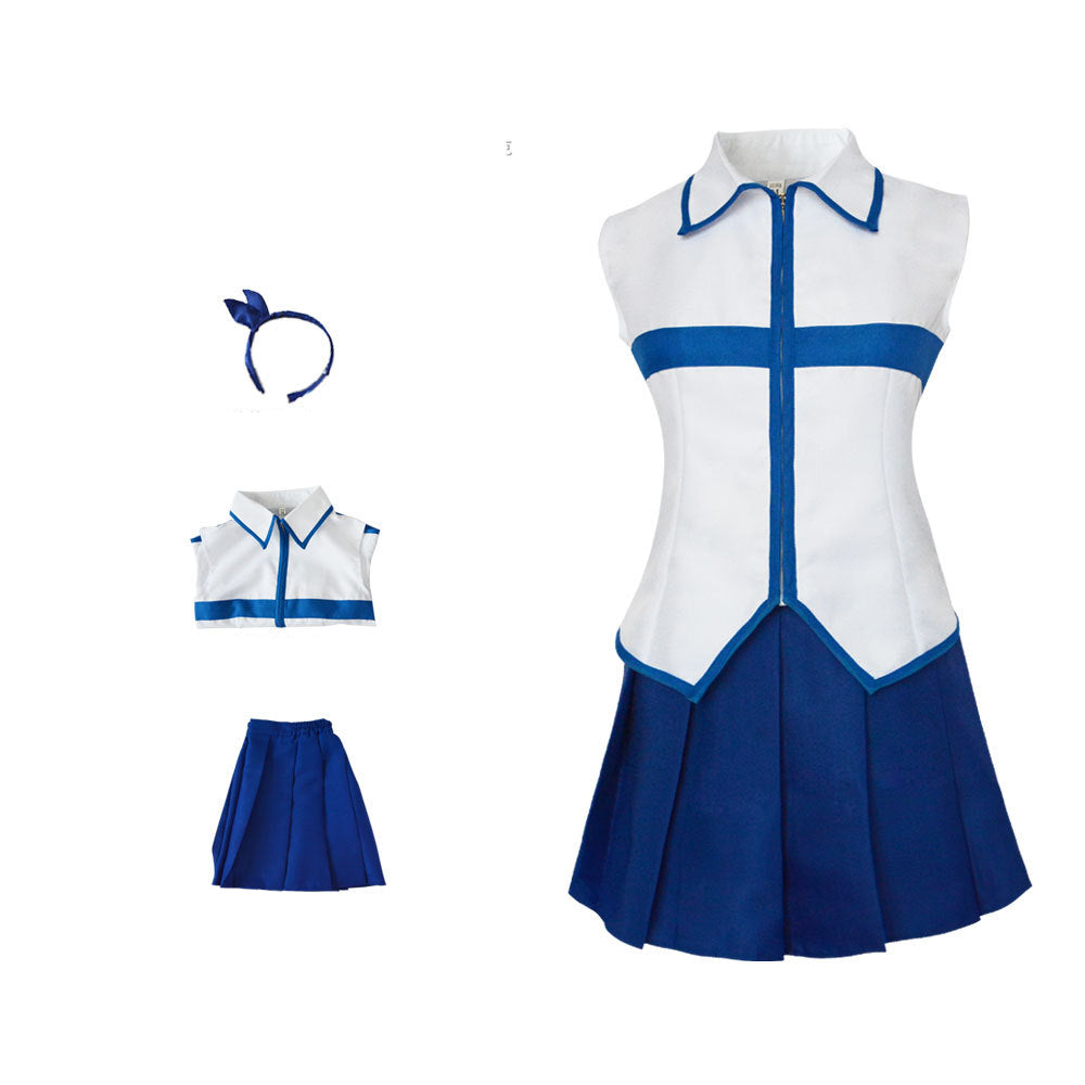 Lucy Heartfilia Blue Skirt Uniform Costume Halloween Cosplay Outfit