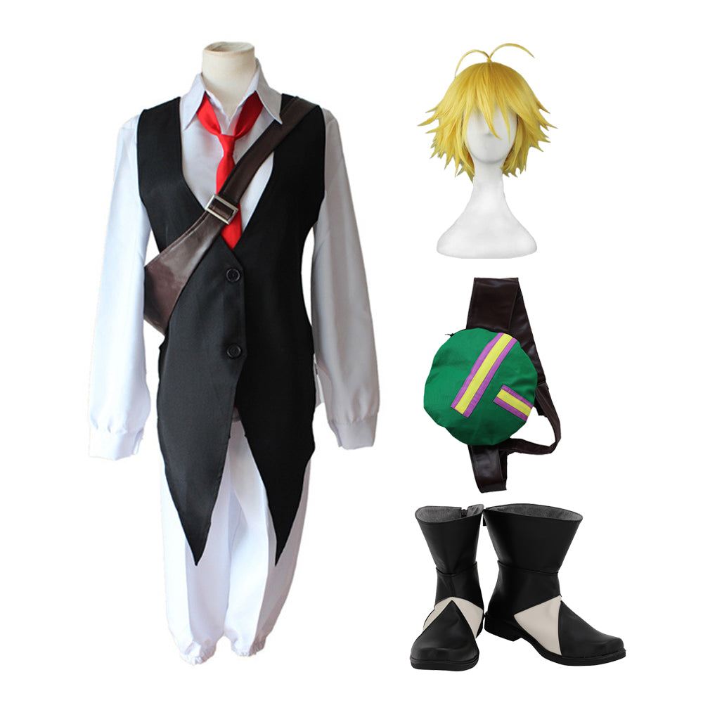 Meliodas Full Set Uniform Costume+Wigs+Shoes+Bag Props Unisex Halloween Costume Outfit Set