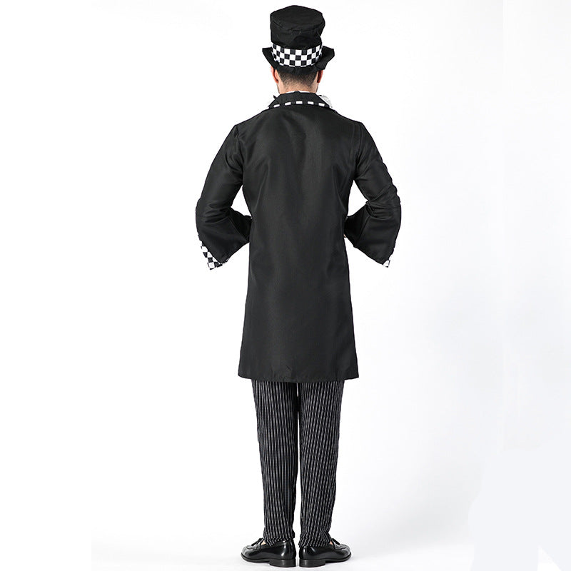 Men Black Magician Halloween Cosplay Costume Suit