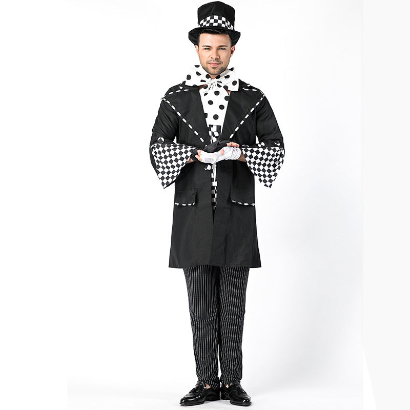 Men Black Magician Halloween Cosplay Costume Suit