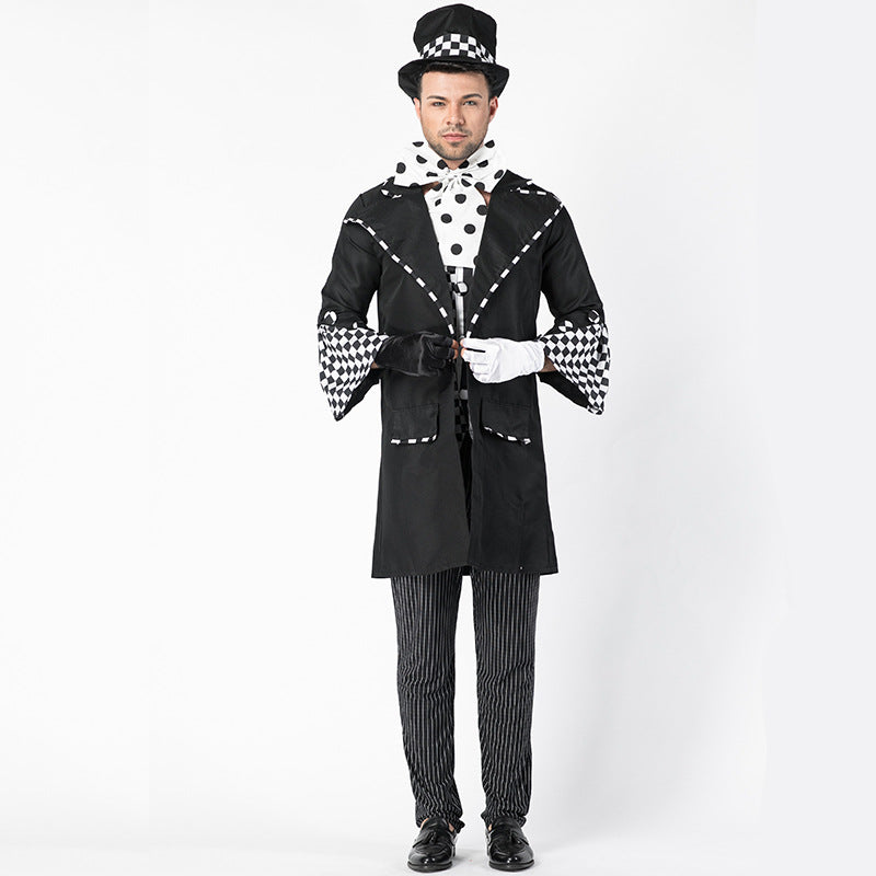 Men Black Magician Halloween Cosplay Costume Suit
