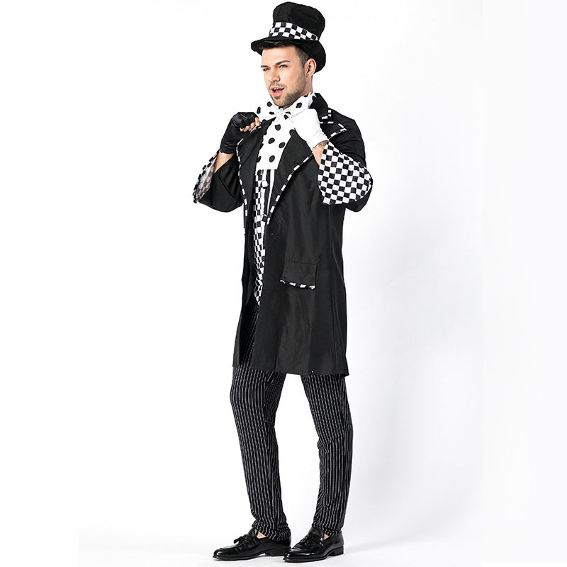 Men Black Magician Halloween Cosplay Costume Suit