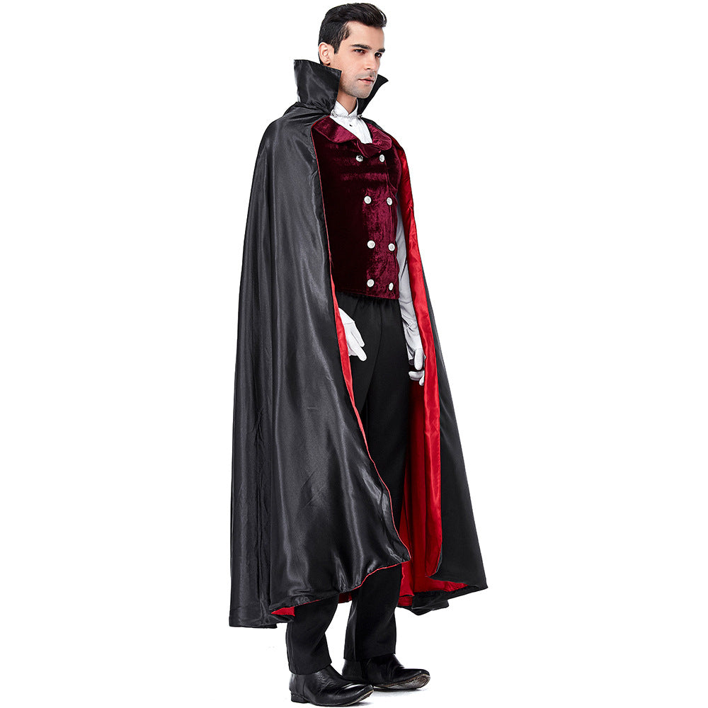 Men Gothic Vampire Dracula Count Cosplay Costume For Halloween Party Performance