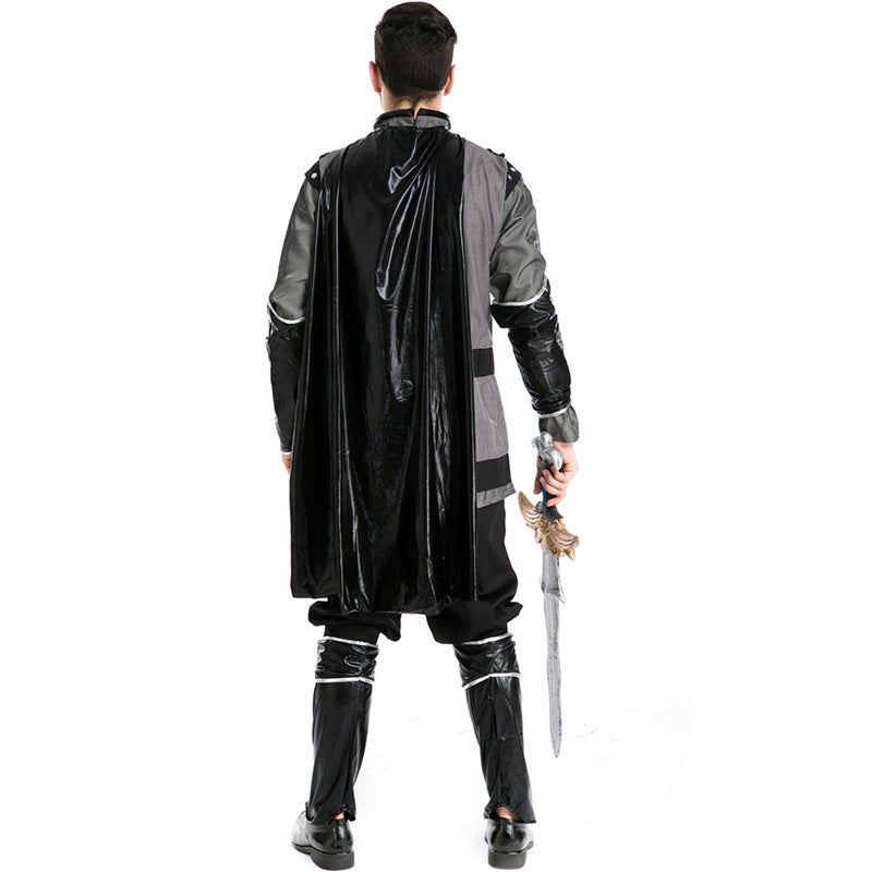 Men Roman Warrior Gladiator Warrior Black Cosplay Costume For Halloween Party Performance