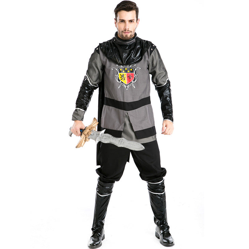 Men Roman Warrior Gladiator Warrior Black Cosplay Costume For Halloween Party Performance