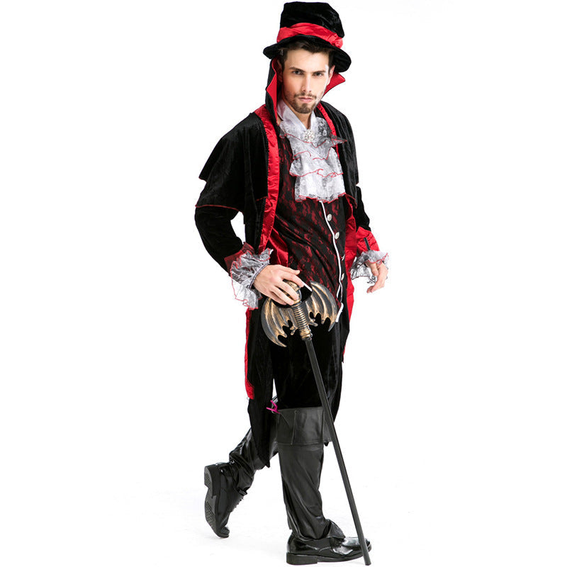 Men Vampire  Gothic Count Cosplay Costume For Halloween Party Performance
