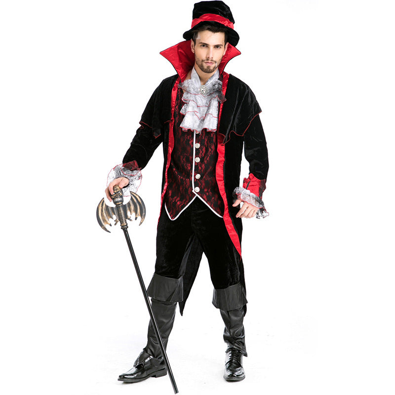 Men Vampire  Gothic Count Cosplay Costume For Halloween Party Performance