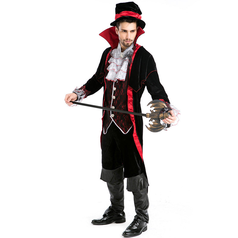 Men Vampire  Gothic Count Cosplay Costume For Halloween Party Performance
