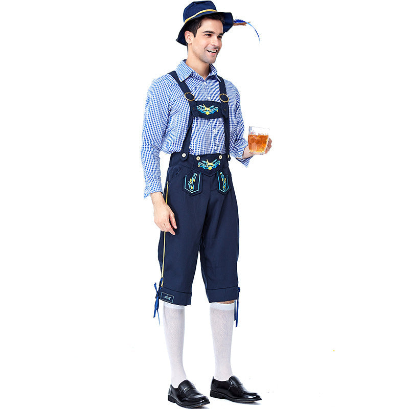 Men's Bavarian Oktoberfest Lederhosen Guy Costume Shorts and Top